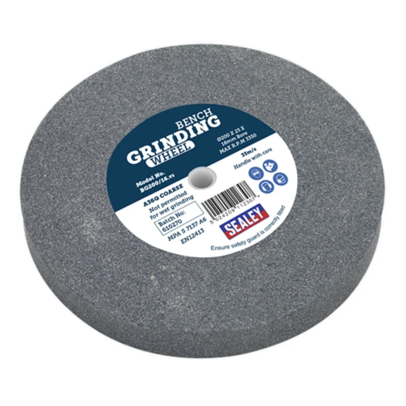 Sealey Grinding Stone 200 x 25mm 16mm Bore A36Q Coarse